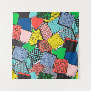 Hand Drawn Abstract Blocks Texture Tapestry
