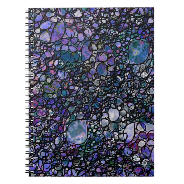 Hand-Drawn Abstract Circles, Blue, Purple, Black Notebook (Front)