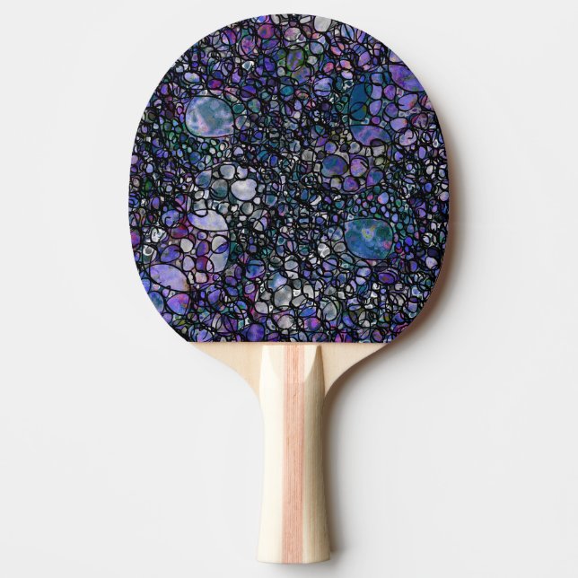 Hand-Drawn Abstract Circles, Blue, Purple, Black Ping Pong Paddle (Front)
