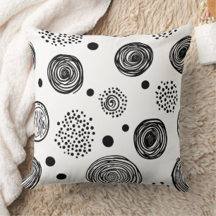 Hand-Drawn Abstract Doodle - Black and White (2) Cushion