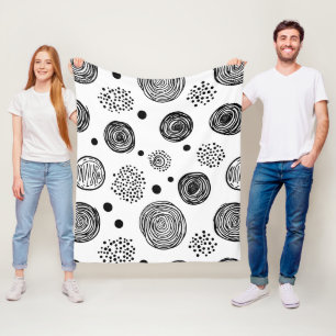 Hand-Drawn Abstract Doodle - Black and White (2) Fleece Blanket