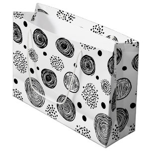 Hand-Drawn Abstract Doodle - Black and White (2) Large Gift Bag