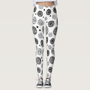 Hand-Drawn Abstract Doodle - Black and White (2) Leggings