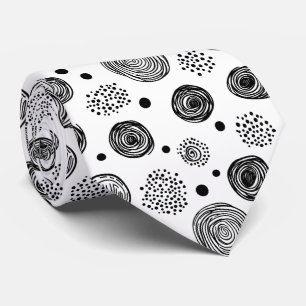 Hand-Drawn Abstract Doodle - Black and White (2) Tie