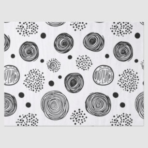 Hand-Drawn Abstract Doodle - Black and White (2) Tissue Paper
