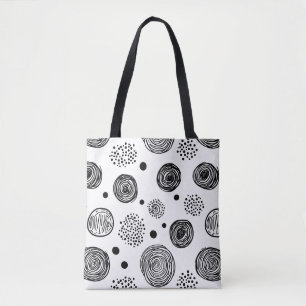Hand-Drawn Abstract Doodle - Black and White (2) Tote Bag