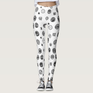 Hand-Drawn Abstract Doodle - Black and White (3) Leggings