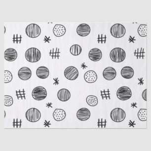 Hand-Drawn Abstract Doodle - Black and White (3) Tissue Paper