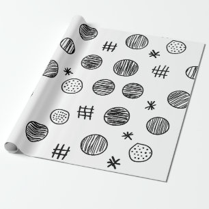 Hand-Drawn Abstract Doodle - Black and White (3) Wrapping Paper