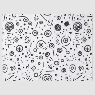 Hand-Drawn Abstract Doodle - Black and White Tissue Paper