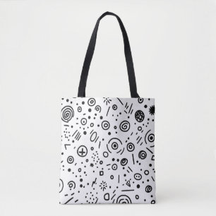 Hand-Drawn Abstract Doodle - Black and White Tote Bag