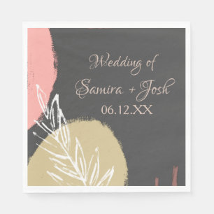 Hand Drawn Abstract Earth Tone Botanical Wedding Napkin