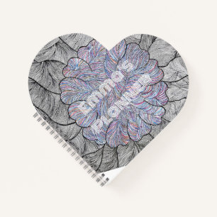 Hand Drawn Abstract Floral Heart-Shaped Planner Notebook