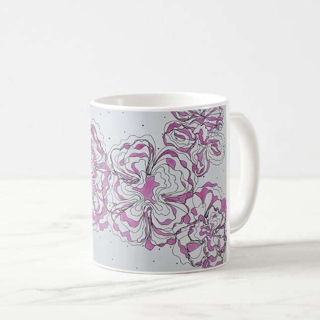 Hand-Drawn Abstract Floral Line Art Mug (Front Right)