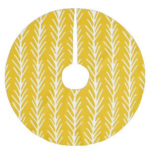 Hand Drawn Abstract Floral Pattern Brushed Polyester Tree Skirt