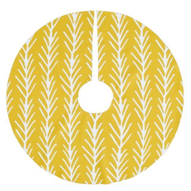 Hand Drawn Abstract Floral Pattern Brushed Polyester Tree Skirt (Front)