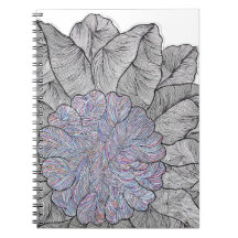 Hand Drawn Abstract Floral Spiral Notebook