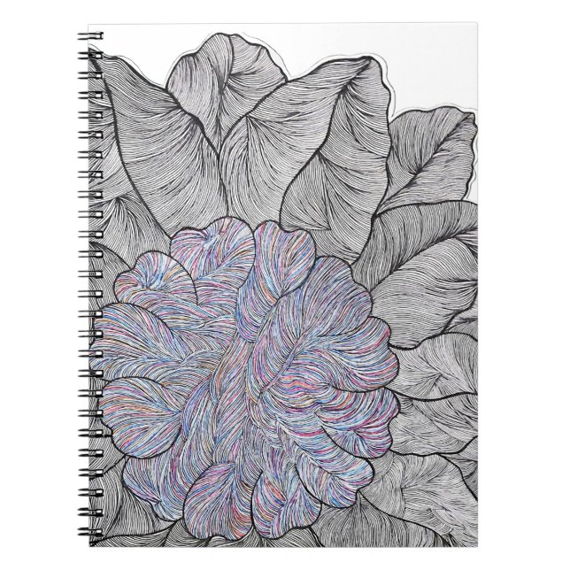 Hand Drawn Abstract Floral Spiral Notebook  (Front)
