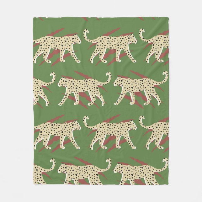 Hand Drawn Abstract Leopard Cheetah with Animal Sk Fleece Blanket (Front)