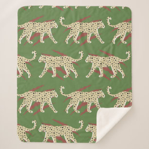 Hand Drawn Abstract Leopard Cheetah with Animal Sk Sherpa Blanket
