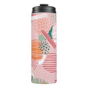 Hand drawn abstract line and paint seamless patter thermal tumbler