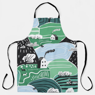 Hand drawn abstract scandinavian graphic illustrat apron
