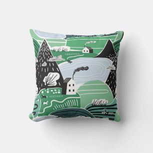 Hand drawn abstract scandinavian graphic illustrat cushion