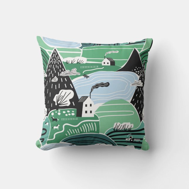 Hand drawn abstract scandinavian graphic illustrat cushion (Front)