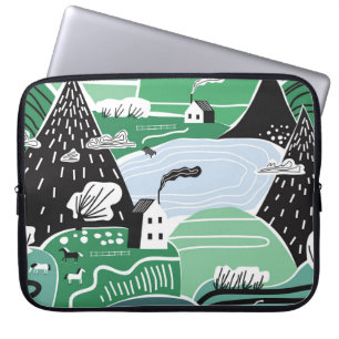 Hand drawn abstract scandinavian graphic illustrat laptop sleeve