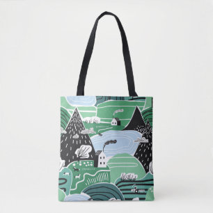 Hand drawn abstract scandinavian graphic illustrat tote bag
