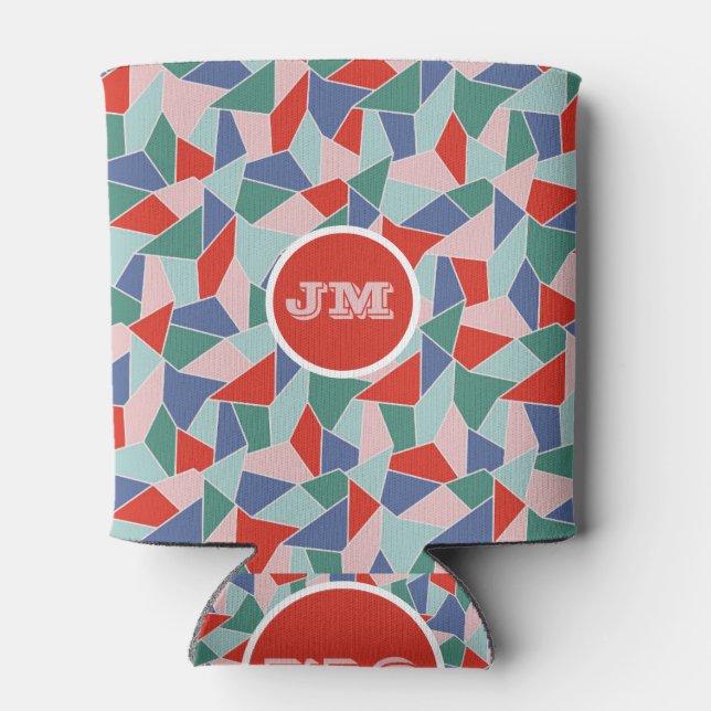 Hand drawn Abstract Triangles Bright Colours Can Cooler (Back)