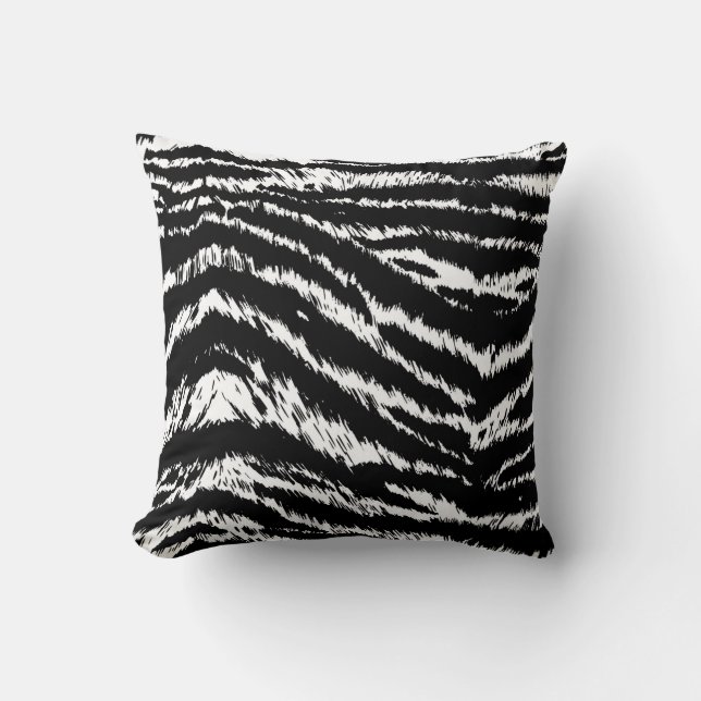 Hand Drawn Abstract Two Colors Zebra Stripes Repea Cushion (Front)