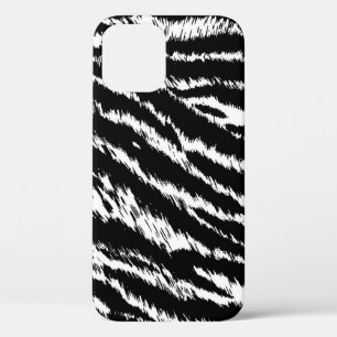 Hand Drawn Abstract Two Colours Zebra Stripes Repe iPhone 12 Case