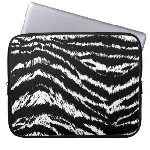 Hand Drawn Abstract Two Colours Zebra Stripes Repe Laptop Sleeve
