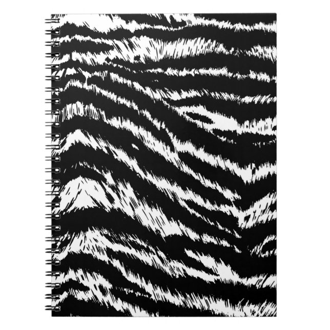 Hand Drawn Abstract Two Colours Zebra Stripes Repe Notebook (Front)