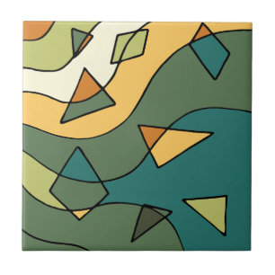 Hand drawn abstract vintage design    ceramic tile