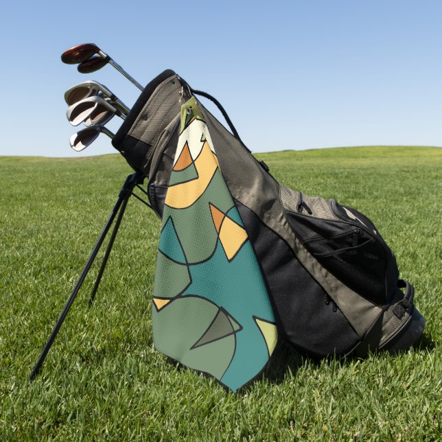 Hand drawn abstract vintage design    golf towel (Green)