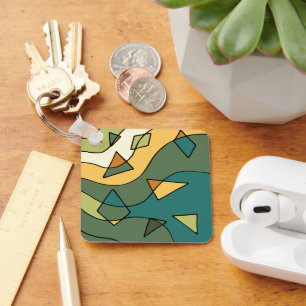Hand drawn abstract vintage design key ring