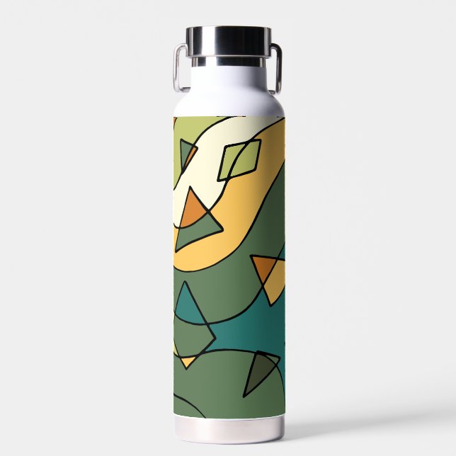 Hand drawn abstract vintage design    water bottle (Front)