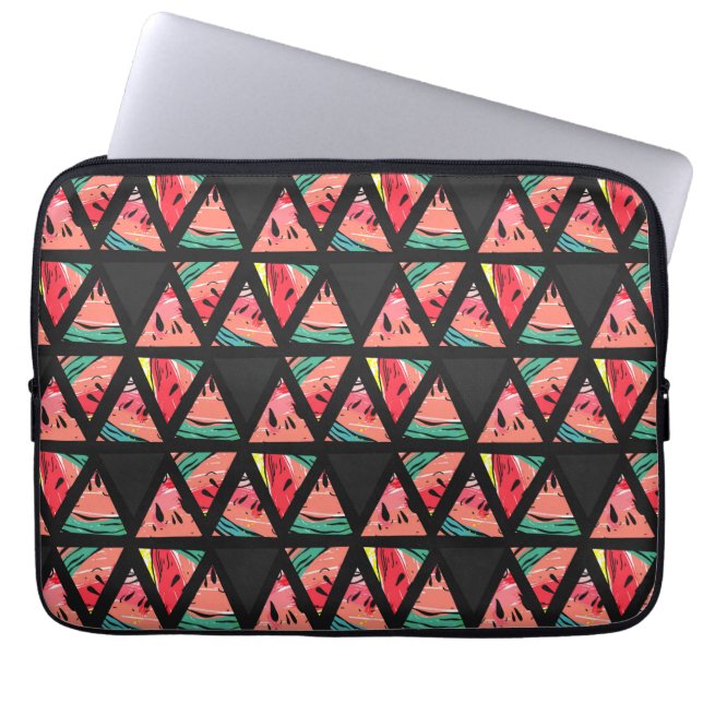 Hand Drawn Abstract Watermelon Pattern Laptop Sleeve (Front)