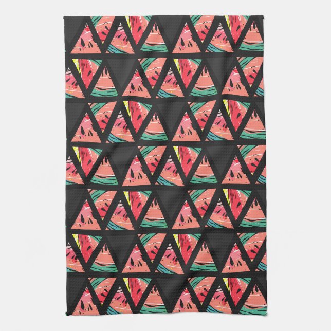 Hand Drawn Abstract Watermelon Pattern Tea Towel (Vertical)