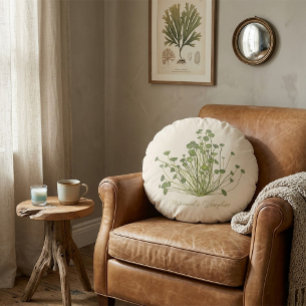 Hand drawn Acetabularia Seaweed  Round Cushion