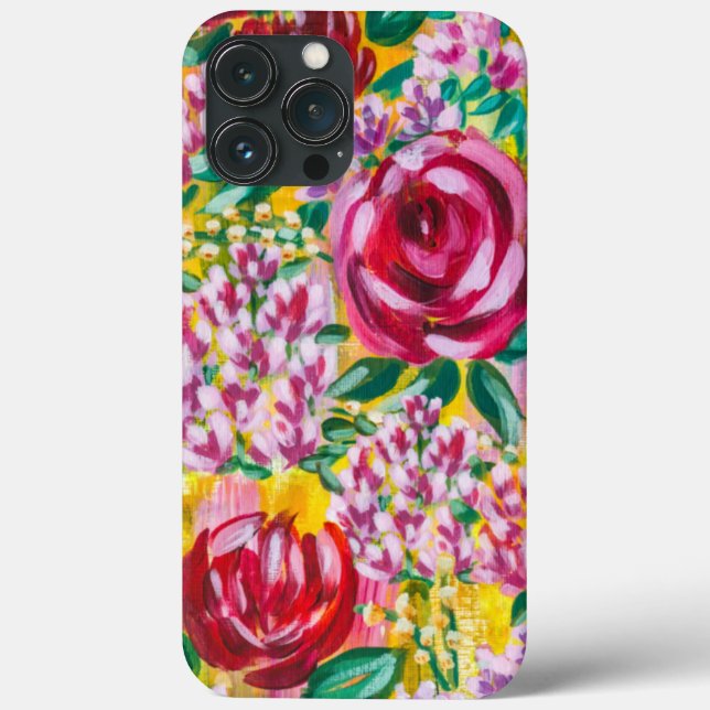Hand drawn Acrylic Floral  Painting   Case-Mate iPhone Case (Back)
