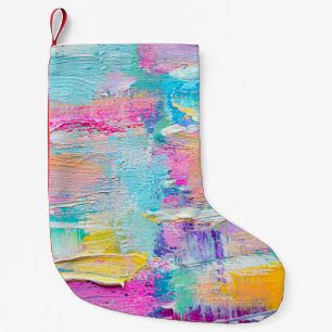 Hand drawn acrylic painting. Abstract art backgrou Small Christmas Stocking