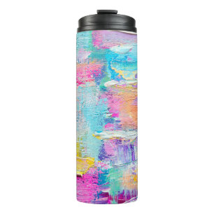 Hand drawn acrylic painting. Abstract art backgrou Thermal Tumbler