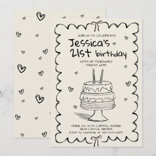 Hand Drawn Adult Scribble Birthday Invitation