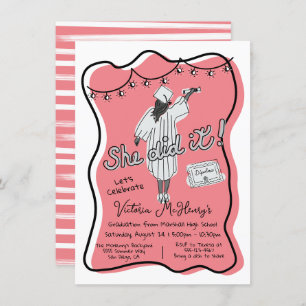 Hand drawn African American Black Graduation Invitation