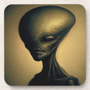 Hand Drawn Alien Portrait  Coaster