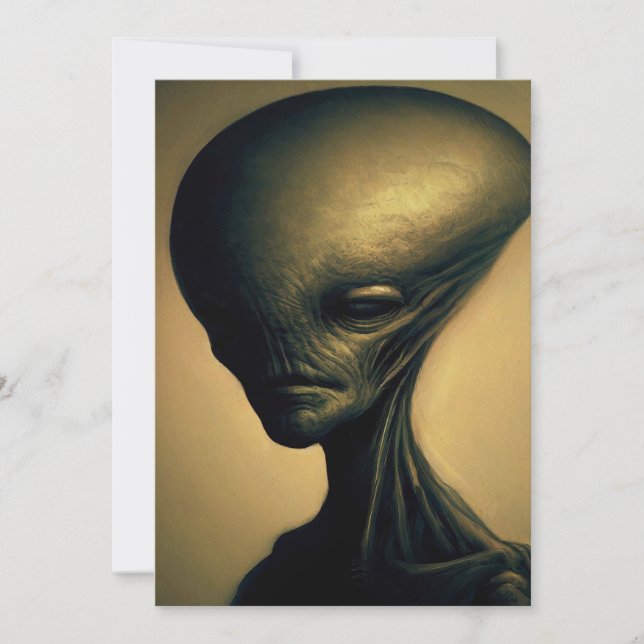 Hand Drawn Alien Portrait  Invitation (Front)