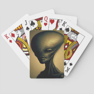Hand Drawn Alien Portrait  Playing Cards